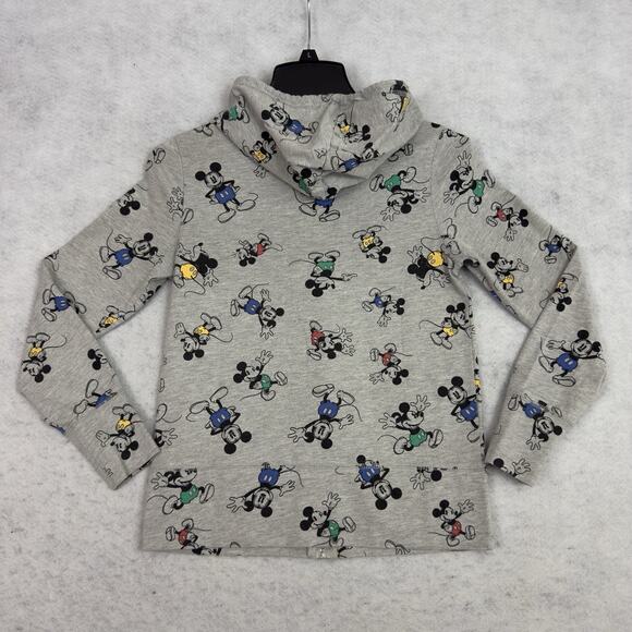 Disney Mickey Mouse Youth Hoodie Gray Zip All Over Print Sweatshirt Medium - Picture 4 of 9